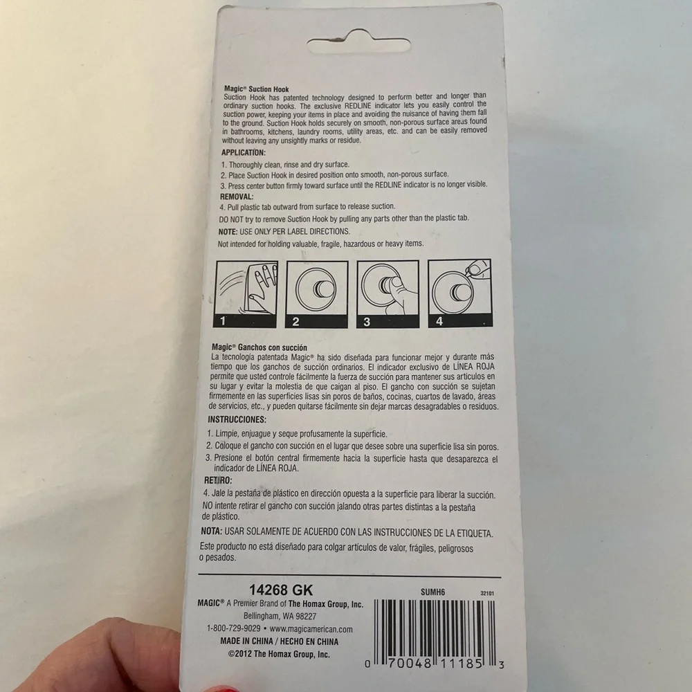 Magic Suction Hook white with metal hook